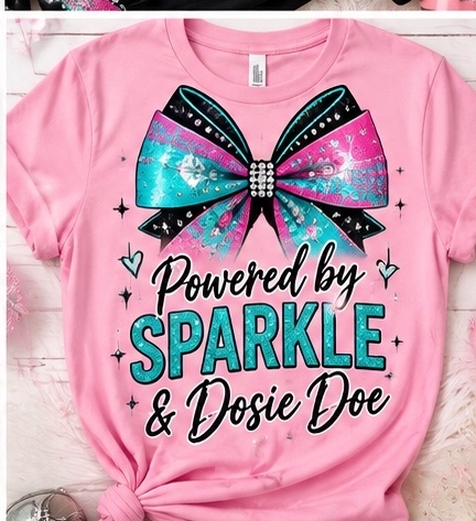 Powered by Sparkle and Dosie Doe pink T-shirt