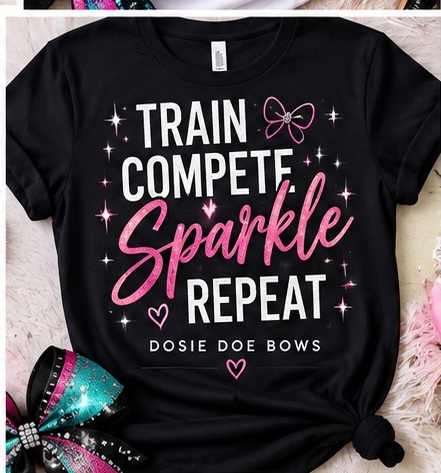 Train Compete Sparkle Repeat black T-shirt