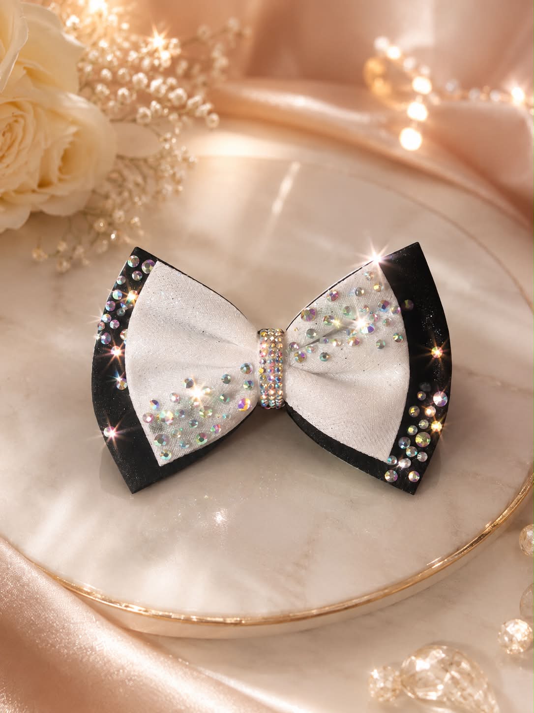 Black and white custom bow