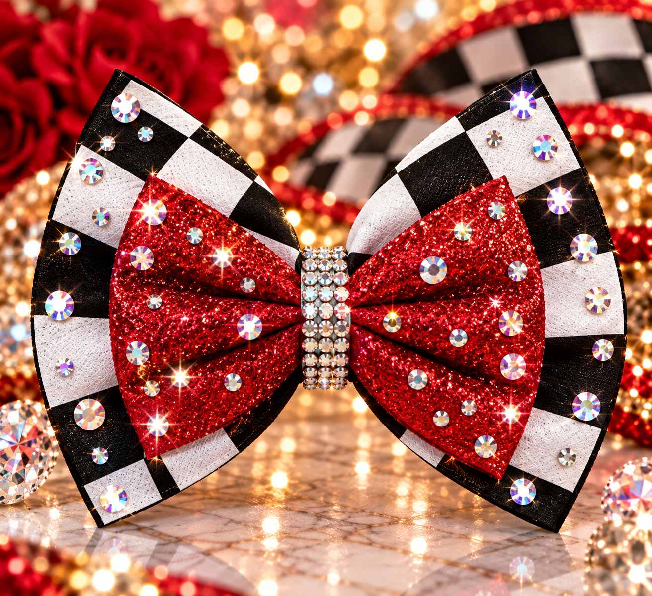 Red checkered custom bow