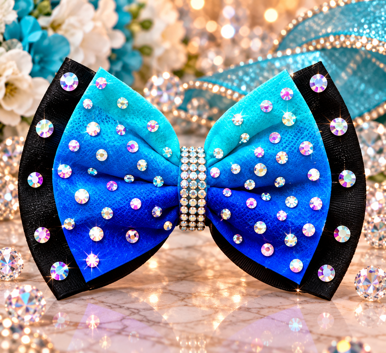 Blue and black custom bow